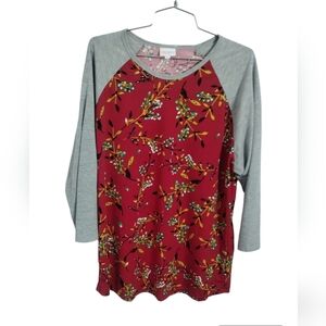 LuLaRoe Randy Tee‎ T Shirt Womens XXX L / 3X Floral Body 3/4 Sleeve 24/26